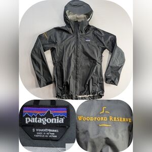 Patagonia Torrentshell 2.5L Rain Jacket Women Sz S Black Hooded Woodford Reserve